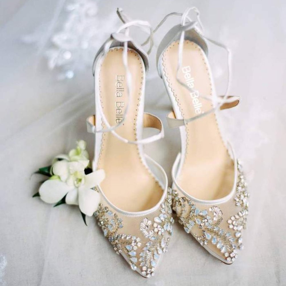 Bella Belle Florence Embellished Ivory Heels 5